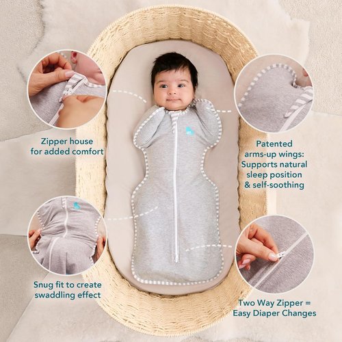 Love to Dream Swaddle UP Sleep Sack - Self-Soothing Design for Improved Sleep | 0-3 Months, 1.0 TOG, Tan Houndstooth