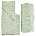 Toddler Nap Mat with Pillow and Blanket,Soft Slumber Bags for Girls,Kids Sleeping Bags with Roll Up Design,Green Floral Nap Mats for Preschool,Daycare,Kindergarten,Fits Ages 3-6 Years Old-Green
