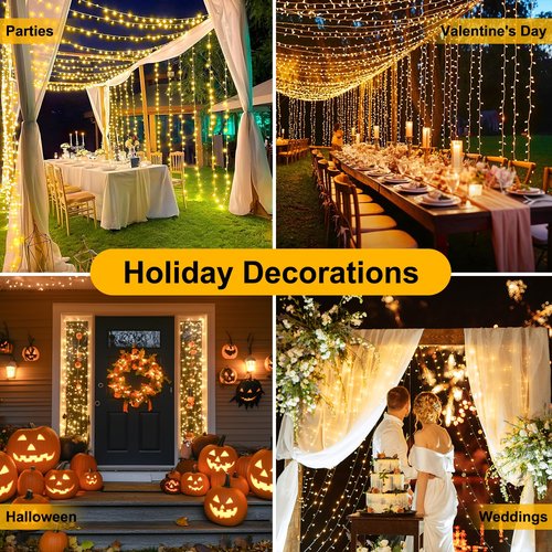 33 FT 100LEDs Christmas Lights Plug in,Outdoor Indoor Connectable Fairy Lights with Timer and 8 Modes,Christmas Tree Lights for Garden Party Wedding Christmas Decoration(Warm White)