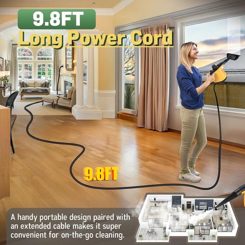 Multi-Surface Portable Steam Cleaner with 11Pcs Accessories, Chemical-Free Pressurized Steamer for Cleaning, Hand Held Steamer for Car, Furniture, Floor, Tile Grout and Home Use