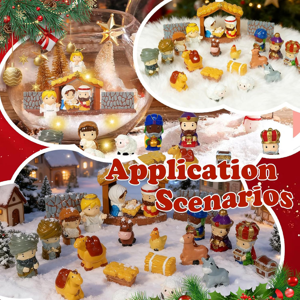 Regine Switzerland Nativity Set - 24 Pcs Hand-Painted Christmas Figurines for Festive Tabletop Decor