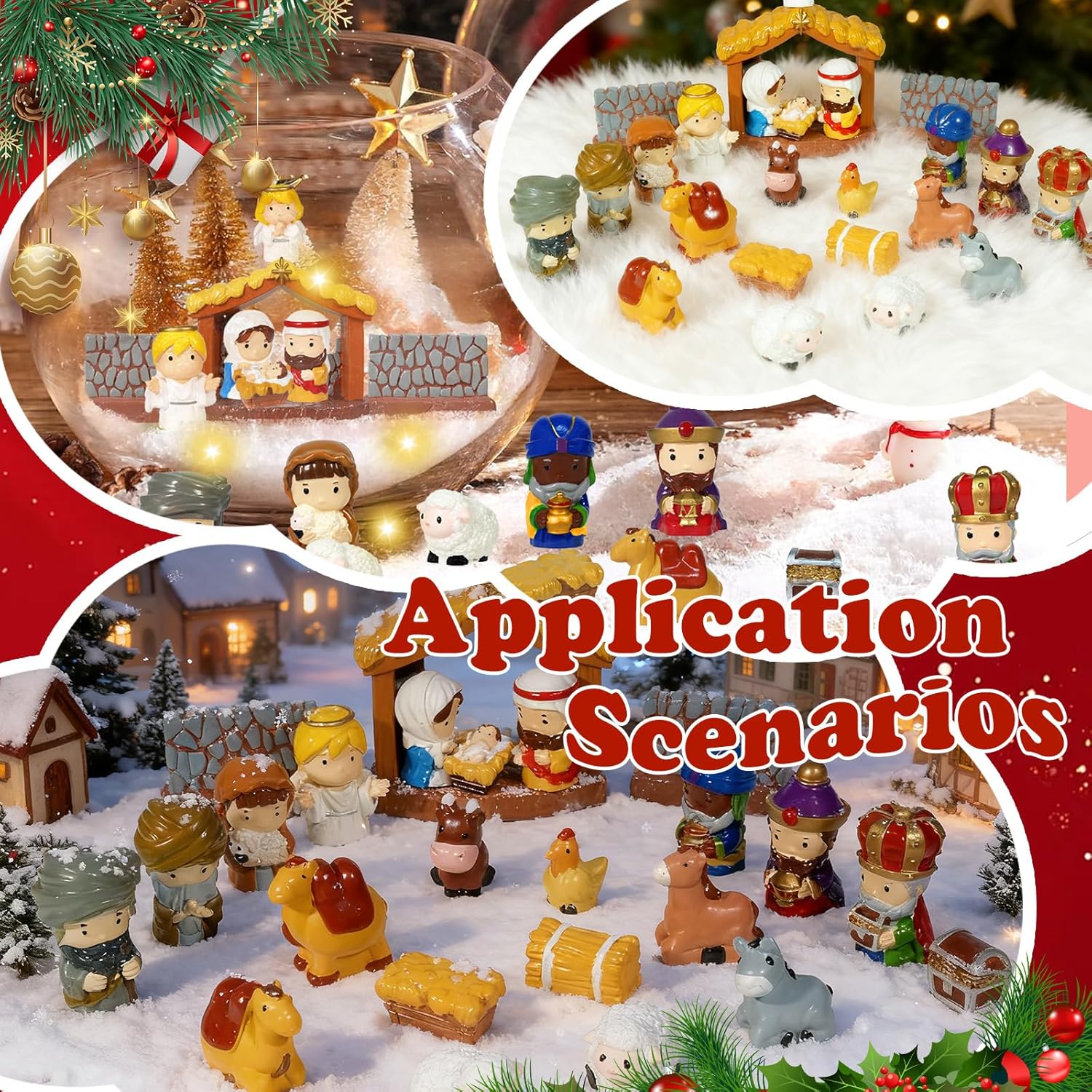 Regine Switzerland Nativity Set - 24 Pcs Hand-Painted Christmas Figurines for Festive Tabletop Decor