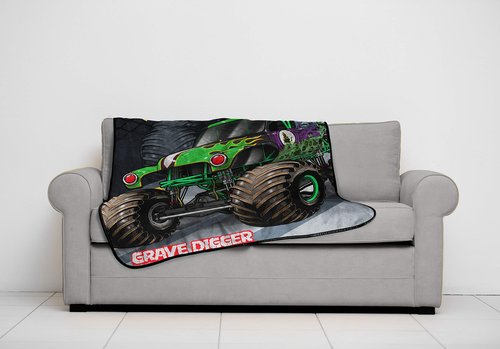 Jay Franco Plush Throw Blanket – 46" x 60" Inches Kids Hero Soft & Cozy Fleece Throw for Bedroom & Couch Décor, Official Licensed Product, Multi - Monster Jam