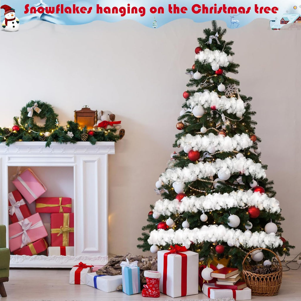 Skiennix Christmas Fake Snow Decor - 11.3 Ounce Fluffy Fiber Cotton for Winter Mantle & Village