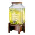 Drink Dispenser with Acacia Wood Stand and Lid,2 Gallon Glass Beverage Dispenser with Stainless Steel Spigot for Parties,Picnics,Barbecues,Lemonade,Sun tea Jar,ice coffee,Laundry Detergent Dispenser