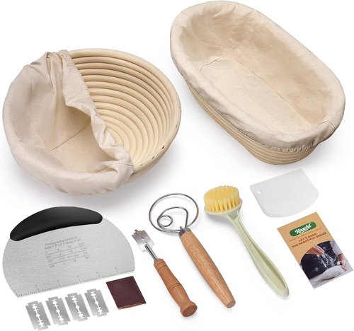 KOACKL Sourdough Bread Starter Kit - Banneton Proofing Basket for Perfectly Rising Dough | Round & Oval Options