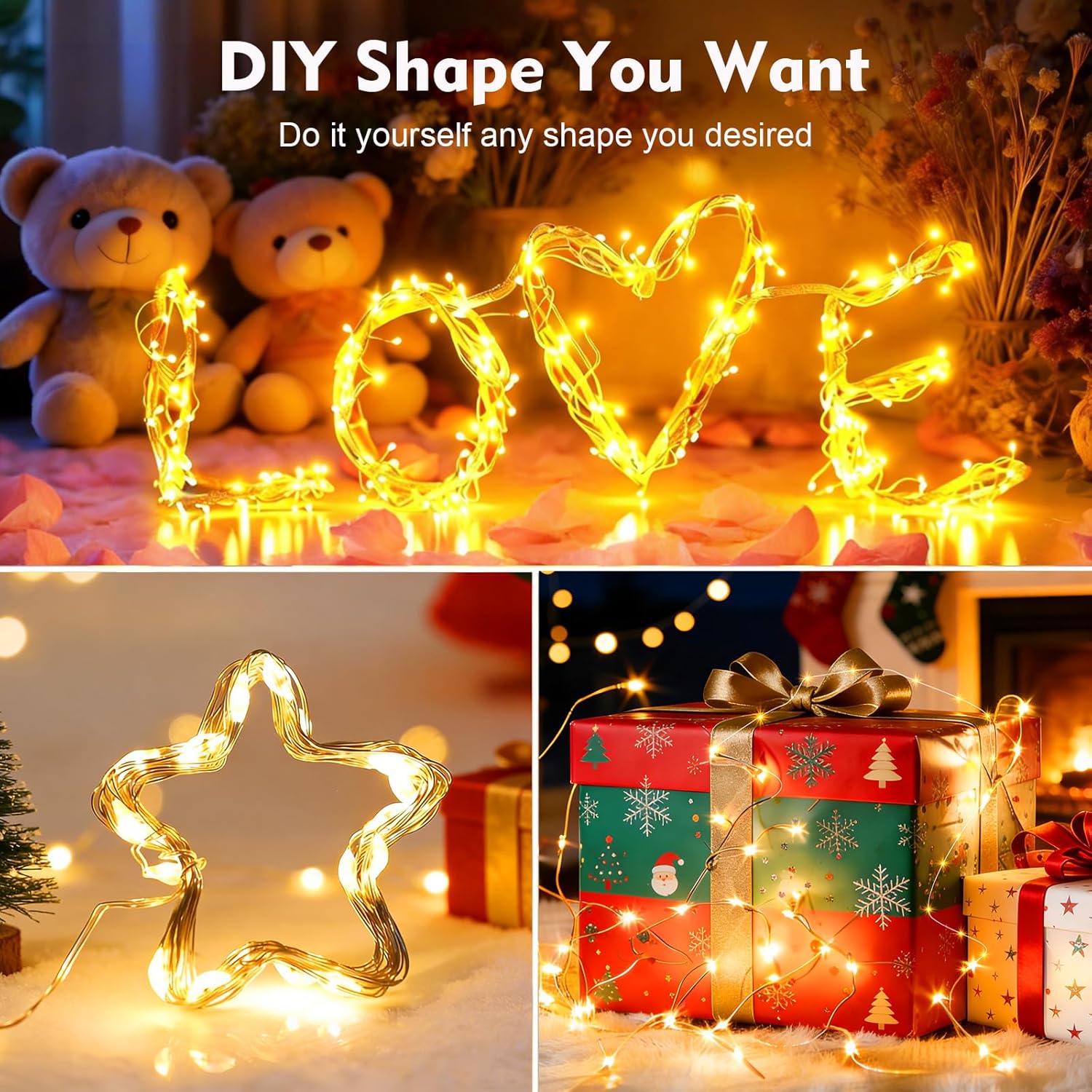 Skiennix Fairy String Lights - 50 LED Copper Twinkle Lights with Remote & Timer | 16ft Waterproof for Indoor Decor