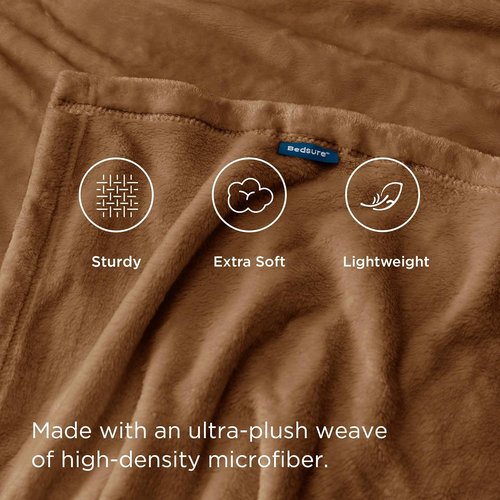 Bedsure GentleSoft Fleece Blanket - Soft, Lightweight, Plush Orange Queen Size, 90x90 Inches
