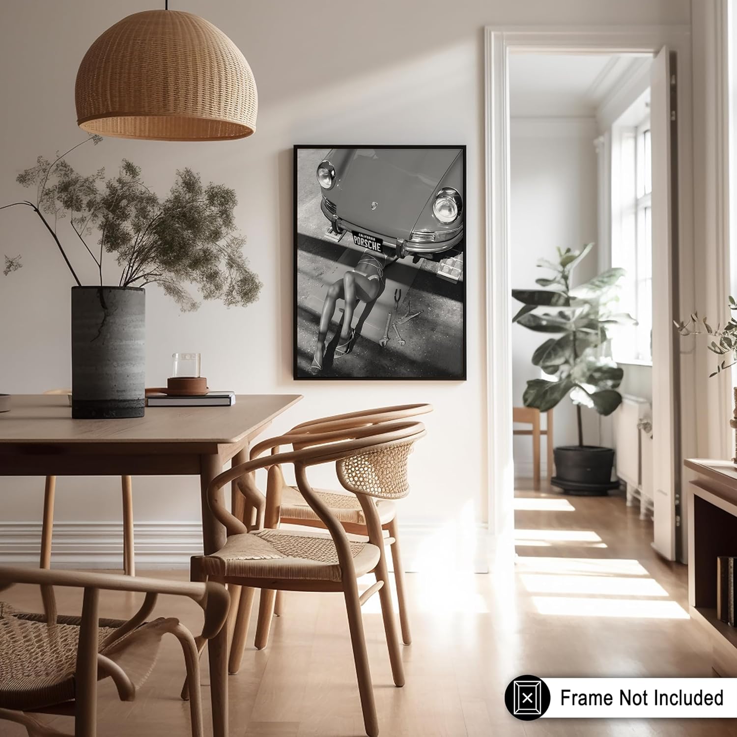 Poster Master | Classic Car Poster - Sexy Mechanic Art Print - Black & White Photography - 8x10 Unframed Decor