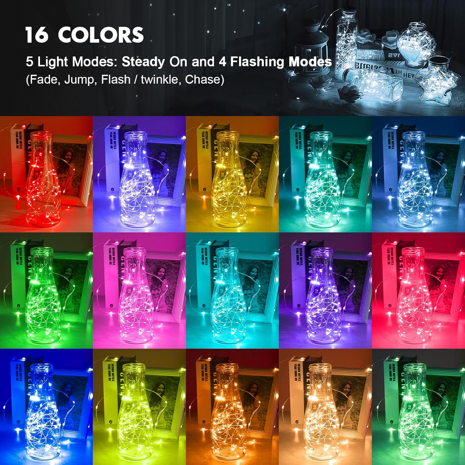 Skiennix 39Ft LED Fairy Lights - RGB Color Changing String Lights with Remote & Timer | Battery Operated for Indoor/Outdoor Use