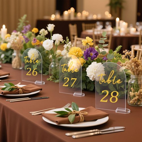 30 Pack Acrylic Wedding Table Numbers, 5.9" X 3.9" Signs, 1-30 Table Numbers for Wedding Reception, Party, Anniversary, Event, Acrylic Wedding Signs
