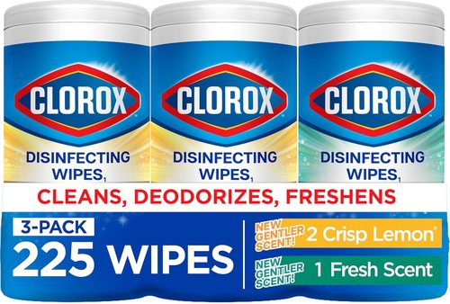 Clorox Disinfecting Cleaning Wipes - Bleach-Free Fresh Scent & Crisp Lemon | 75 Count, Pack of 3