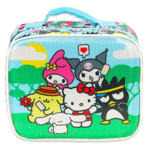 Sanrio Lunch Bag Set - Bundle of Sequined Hello Kitty Lunch Box with My Melody, Kuromi, Cinnamoroll and Tattoos, Bottle, More School Supplies for Kids