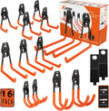 KOFANI Heavy Duty Steel Hooks - 16 Pack Anti-Slip Coating for Garage Storage | Hang Bikes, Ladders & Tools