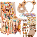 Ovveroche Capybara Gift Set for Girls Cozy Plush Blanket 2 Keychains 55 Stickers Socks Hair Clips Headband Coin Purse Cute Birthday