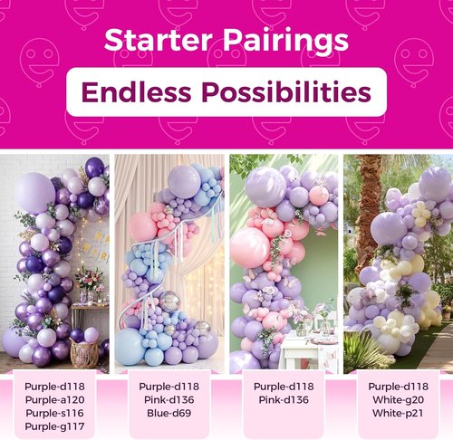 Bezente Pastel Purple Latex Balloons - 150 Pack 5-Inch Round Helium Lilac Party Decorations