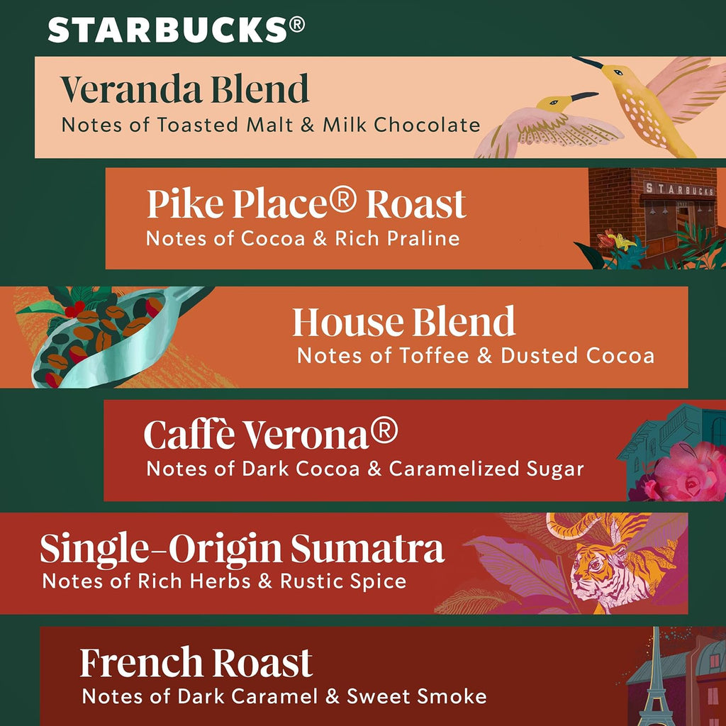 Starbucks K-Cup Coffee Pods - Blonde, Medium & Dark Roast Variety Pack | 40 Keurig Pods for Hot or Iced Coffee