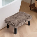 Sunlit One Step Stool with Absorbent Chenille, Stool Holds up to 550 lbs, Non-Slip Wood Foot Stool, Wooden Step Stool for Adults, Step Stools for Kids, Kitchen Bathroom Bedroom, Taupe