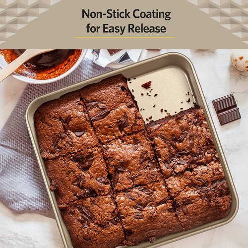 Glad Square Baking Pan Nonstick - Heavy Duty Metal Bakeware for Cakes and Brownies, 9 inches