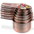 Smithcraft Copper Measuring Cups Set 7, Metric & US Stainless Steel Measuring Cups for Kitchen & Baking, Metal Measure Cups for Dry & Liquid, Nesting Measuring Cup Set with 1/8 2/3 & 3/4 Cups