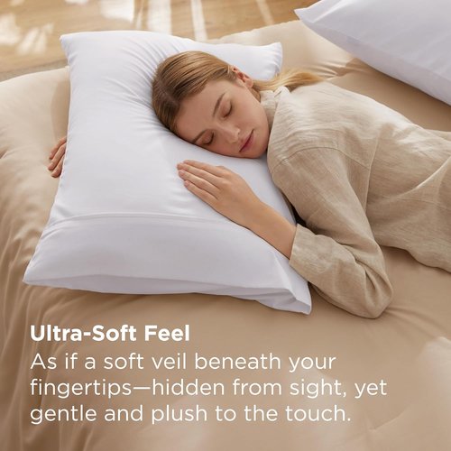 Bedsure Queen Pillow Cases - Super Soft White Brushed Microfiber 2-Pack, 20x30 Inches, Wrinkle & Fade Resistant