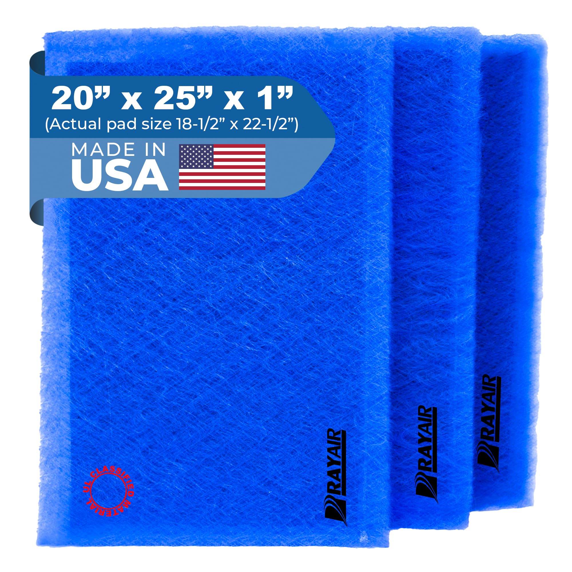 RayAir Supply 20x25 Replacement Filter Pads Compatible with Dynamic Air Cleaner 20X25 Refill (3 Pack), Made in USA