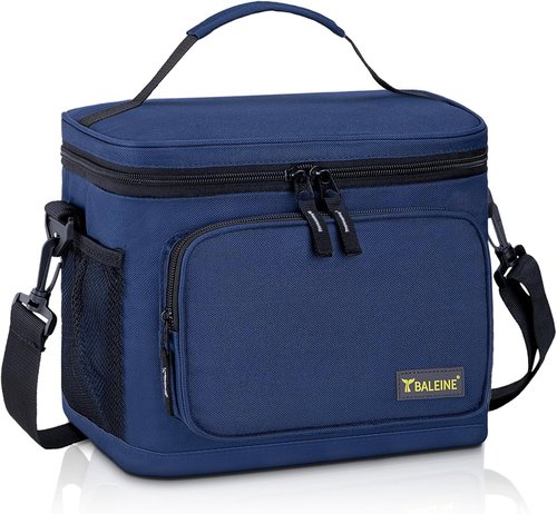 BALEINE Insulated Lunch Bag - Leakproof Cooler for 22 Cans | Adjustable Shoulder Strap - Large Blue