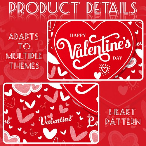 Noveread 100 Pcs Valentine's Day Placemats Red Heart Disposable Paper Place Mats 14.57 x 10.24 Inch Valentine Table Mats for Valentine's Day Party Decoration Dining Kitchen Anniversary Holiday