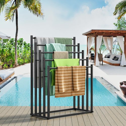 Honiter Towel Racks for Bathroom, 5 Tier Wide Towel Drying Rack Outdoor, Free Standing Towel Rack, Pool Towel Blanket Stand and Display Rack for Oversized Bath Towels