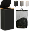 iEGrow Laundry Hamper - 110L Large Collapsible Basket with Lid & Handle | Removable Inner Bag - Black