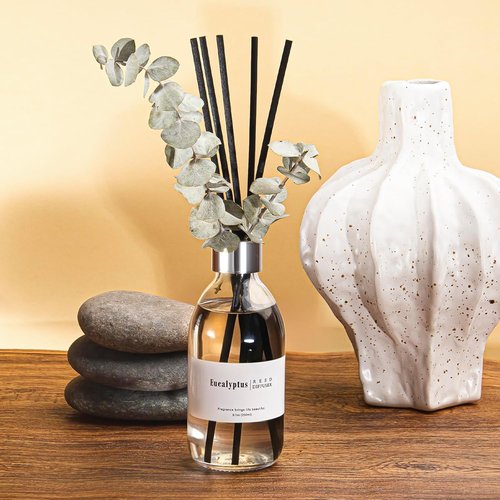 Clesh Eucalyptus Reed Diffuser Set - 6.7 Oz Home Fragrance with Sticks for Elegant Bathroom Decor