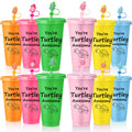 Jingmore 12 Set End of Year Students Gift from Teacher Bulk You're Turtley Awesome 24 oz Plastic Tumblers with Lids and Straw Stoppers Employee Appreciation Cups for Staff Coworker Team Teacher