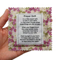 Wisplume Mini Prayer Quilt with Cross Inside Vintage Pocket Scripture Prayer Quilt Squares Sympathy Christian Gifts for Women Pastor Appreciation Father's Day Graduates Gifts (Purple)
