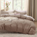 Bedsure Khaki Duvet Cover Set - Extra Soft Prewashed Cotton-Like Polyester | Twin/Twin XL Size, 2 Pieces