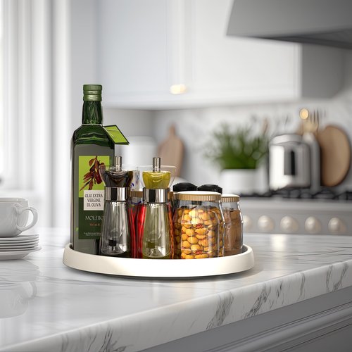 Simple Houseware 12-Inch Lazy Susan Spice Organizer Rotating Tray, 5-Pack