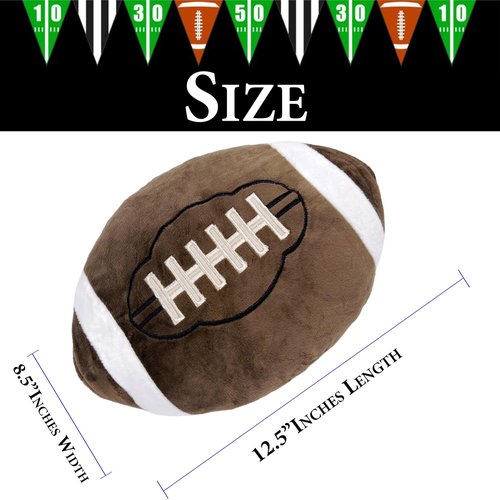 GiftExpress 2-Pack Football Plush Pillow, 12” Soft Stuffed Throw Cushion with Embroidered Laces, Brown/White Football‑Shaped Décor for Game Day, Kids’ Rooms, Couch & Man Cave