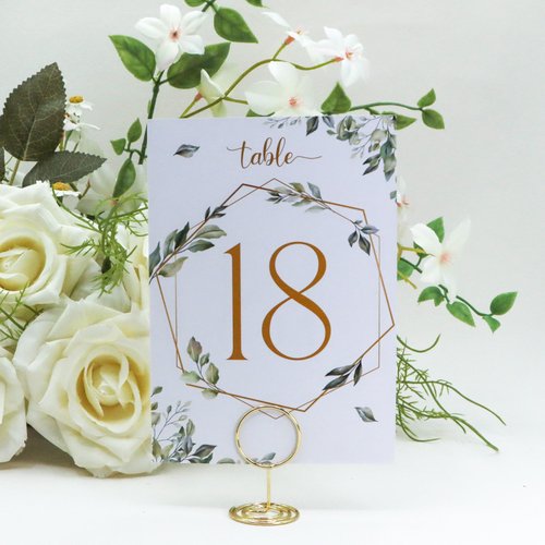 Wedding Table Numbers 1-20 for Wedding Reception with Gold Holders (Eucalyptus W/Gold Holder)