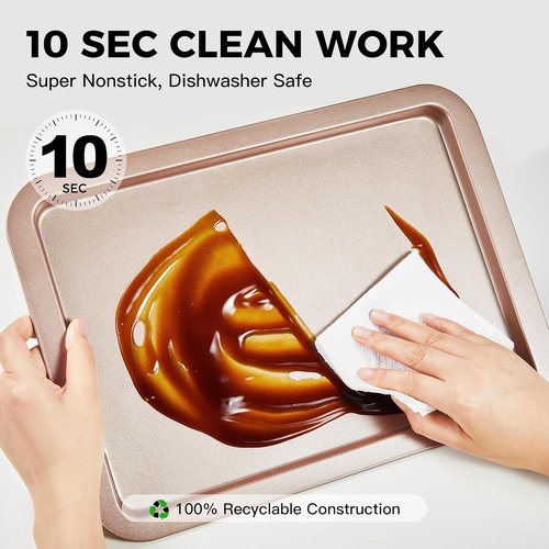 HONGBAKE Nonstick Baking Sheet Set - Premium Oven Pans with Wider Grips | 3 Pack Half, Jelly Roll & Quarter Trays