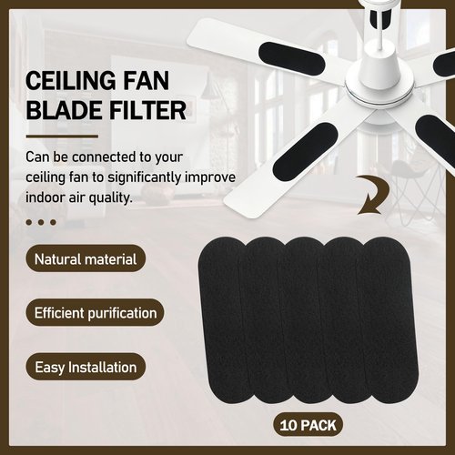Ceiling Fan Filters | Ceiling Fan Filters for Blades, Activated Carbon Ceiling Fan Filters, Easy Stick on the Top of the Ceiling Fan Blades (10-Count)