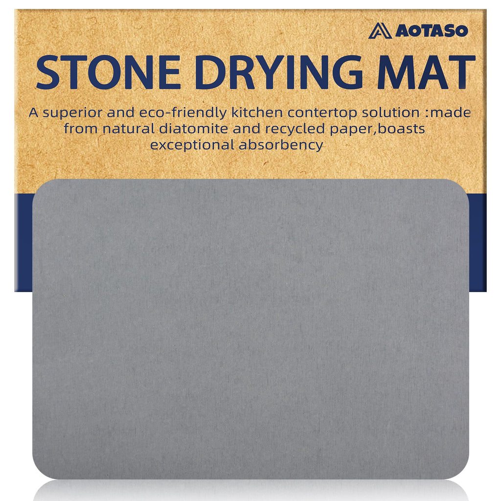 AOTASO 2 Pcs Dish Drying Mats for Kitchen Counter Set 12 x16 inch Diatomaceous Earth Stone Drying Mat Heat Resistant Super Absorbent Mat Marble White