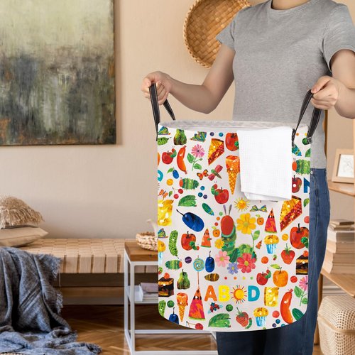 JNIAP Caterpillar Laundry Baskets Caterpillar Book Storage Basket Butterfly Teacher Gifts Caterpillar Laundry Hampers (ABCD LB)