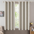 MIULEE Linen Curtains - 100% Blackout Thermal Insulated Grommet Drapes | Cobblestone, 52 x 45 Inch (2 Panels)