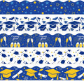 Whaline Graduation Bulletin Board Border - 69Ft Blue & Gold Cap & Star Design for Party Decor