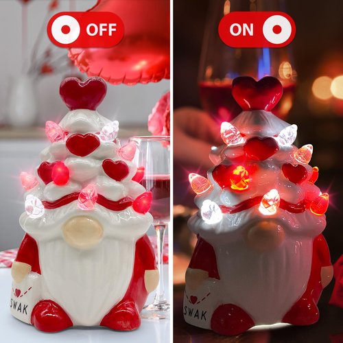 Valentines Day Decorations, Small Valentine Gnomes Decor, Valentines Day Decor, Valentine's Day Decorations, Valentine Ceramic Tree Gnome Decoration for Home, Table