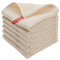 FreeNook 100% Cotton Waffle Weave Kitchen Towels, 6 Pack Dish Cloths for Washing Dishes, Ultra Soft Absorbent Dish Towels, Quick Drying Kitchen Rags, 12x12 Inches, Beige