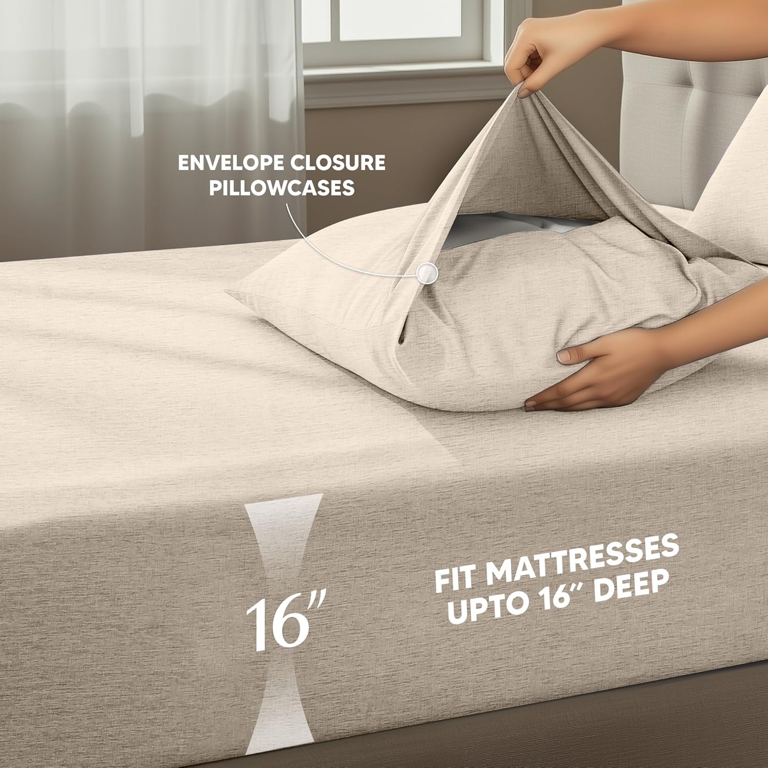 Utopia Bedding King Size Sheet Set - Soft & Breathable 4-Piece Microfiber Bed Sheets | Oeko-Tex Certified (Heather Beige)