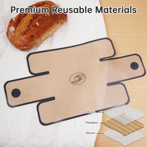 NiHome 4-Pack Silicone Bread Loaf Pan Liners, Reusable and Nonstick Silicone Bread Sling, Fit for 9x5, 9.5x5, and 10x5 Inch Loaf Pans, Dishwasher Safe, Easy to Clean (Brown)