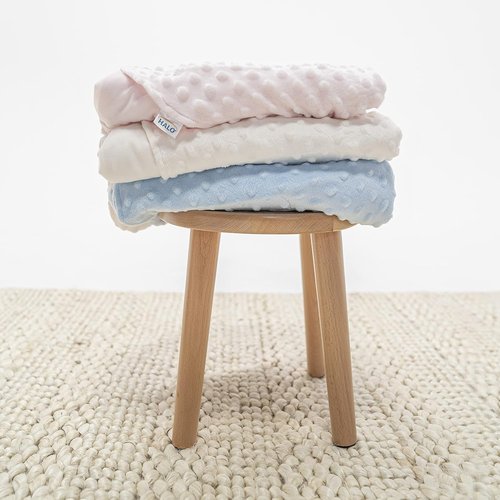 HALO Sleepsack Swaddle - Plush Dot Velboa 3-Way Adjustable Blanket | TOG 3.0 for Cool Climates, Blue, Newborn 0-3 Months
