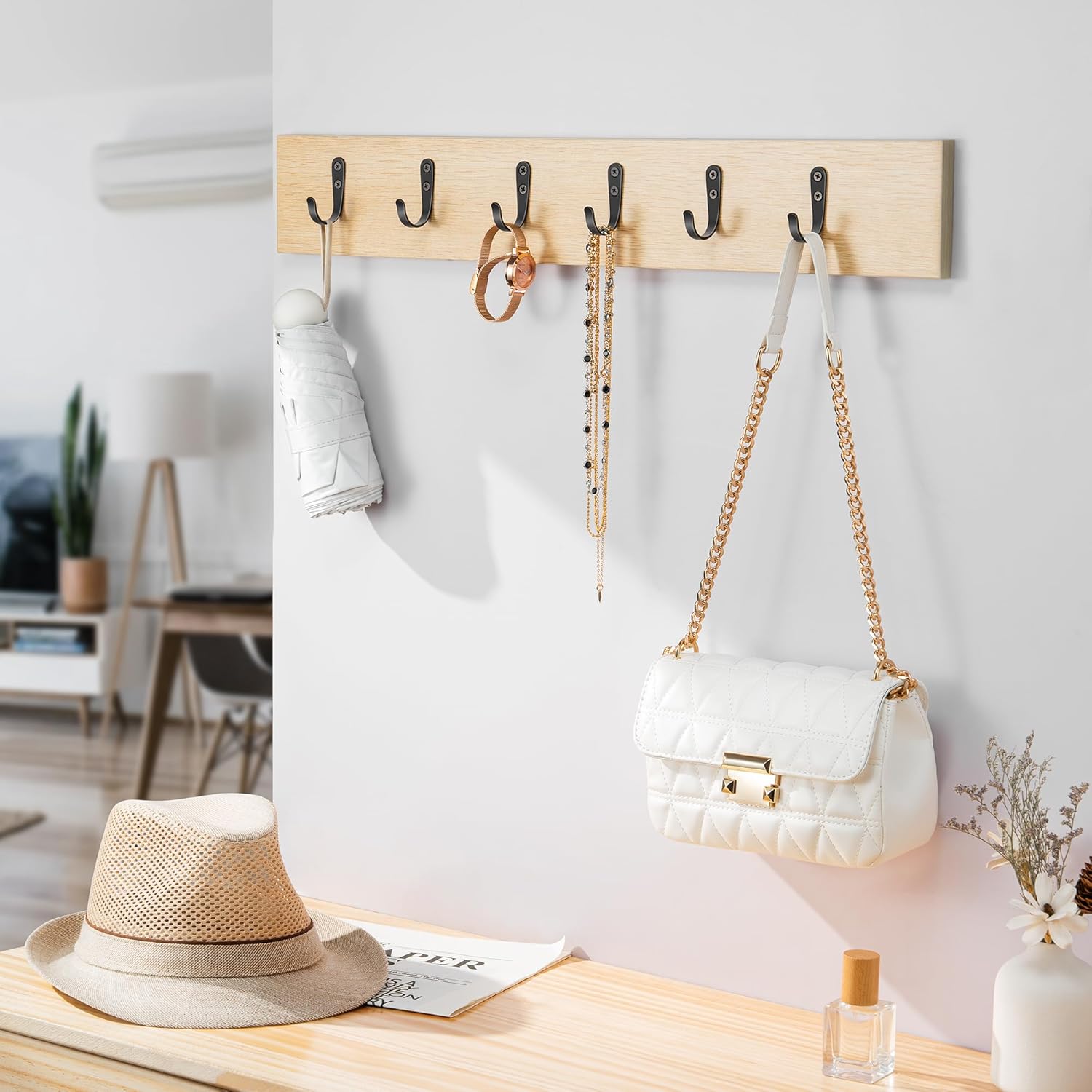 10Pcs Black Metal Wall Hooks by [Brand Name] - Durable Hooks for Hanging Coats, Towels & Bags - Supports Up to 40 lbs