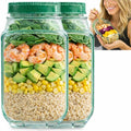 suvast Salad Jar With Side Opening, On-the-Go Lunch Bowl Container for Meal Prep, Portable Food Container for Work, Travel & Daily Use (2P)
